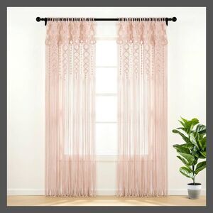 Elegant Pink Macrame Curtain